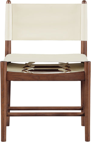Meridian Furniture Rawlins Vegan Leather Dining Chair with Solid Ash Wood Frame for Modern Rooms Cream 11013 11013Cream-C