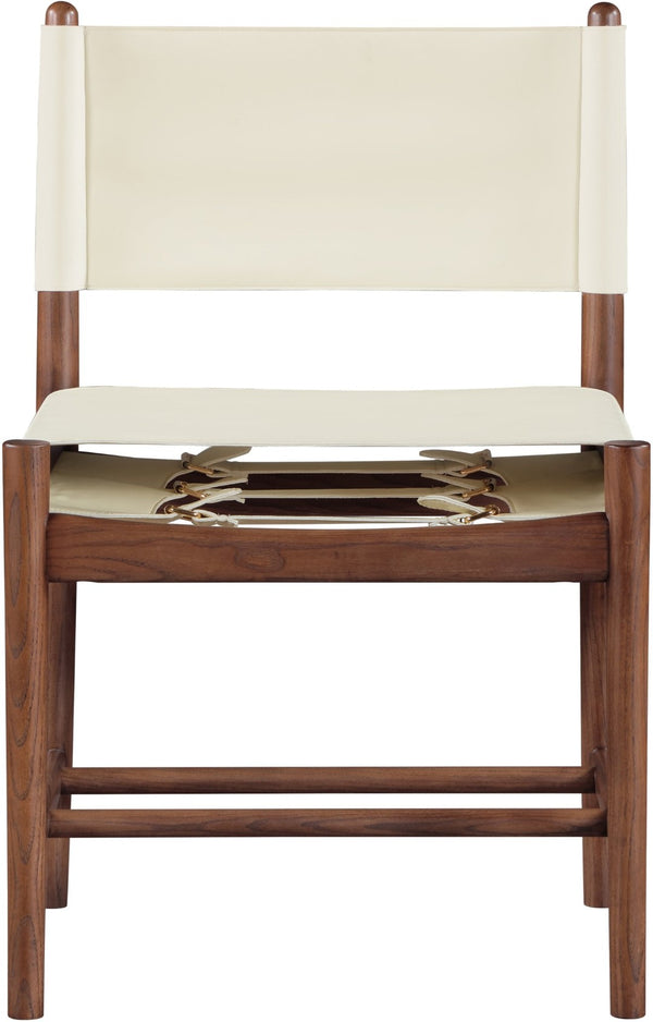 Meridian Furniture Rawlins Vegan Leather Dining Chair with Solid Ash Wood Frame for Modern Rooms Cream 11013 11013Cream-C