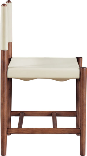 Meridian Furniture Rawlins Vegan Leather Dining Chair with Solid Ash Wood Frame for Modern Rooms Cream 11013 11013Cream-C