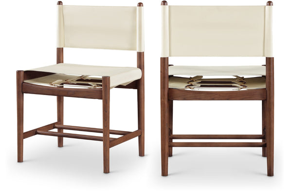 Meridian Furniture Rawlins Vegan Leather Dining Chair with Solid Ash Wood Frame for Modern Rooms Cream 11013 11013Cream-C