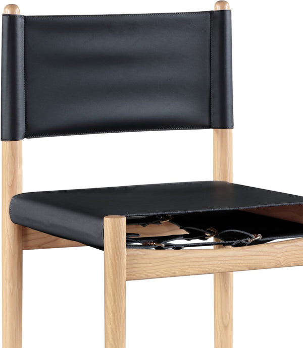 Meridian Furniture Rawlins Vegan Leather Counter Stool with Wood Frame for Kitchen Islands and Modern Dining Spaces Black Style A 11014Black-C