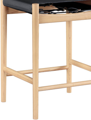 Meridian Furniture Rawlins Vegan Leather Counter Stool with Wood Frame for Kitchen Islands and Modern Dining Spaces Black Style A 11014Black-C