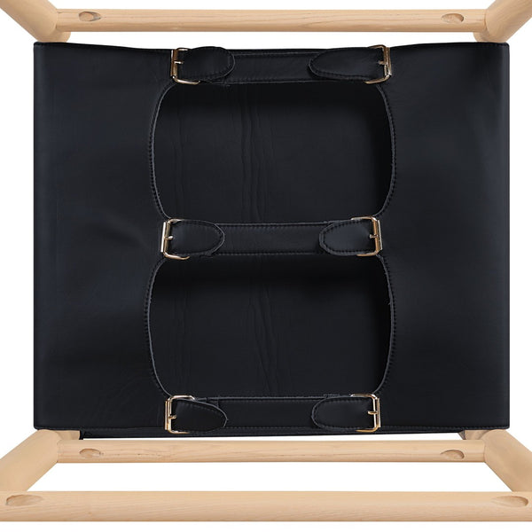 Meridian Furniture Rawlins Vegan Leather Counter Stool with Wood Frame for Kitchen Islands and Modern Dining Spaces Black Style A 11014Black-C