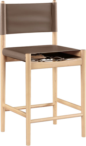 Meridian Furniture Rawlins Vegan Leather Counter Stool with Wood Frame for Kitchen Islands and Modern Dining Spaces Brown Style A 11014Brown-C