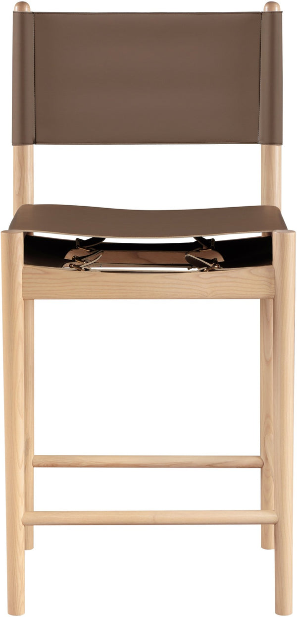 Meridian Furniture Rawlins Vegan Leather Counter Stool with Wood Frame for Kitchen Islands and Modern Dining Spaces Brown Style A 11014Brown-C