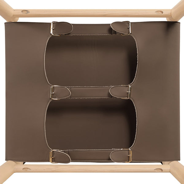 Meridian Furniture Rawlins Vegan Leather Counter Stool with Wood Frame for Kitchen Islands and Modern Dining Spaces Brown Style A 11014Brown-C