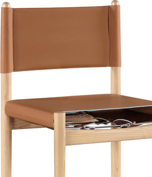 Meridian Furniture Rawlins Vegan Leather Counter Stool with Wood Frame for Kitchen Islands and Modern Dining Spaces Cognac Style A 11014Cognac-C