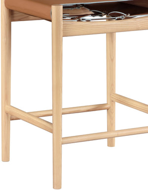 Meridian Furniture Rawlins Vegan Leather Counter Stool with Wood Frame for Kitchen Islands and Modern Dining Spaces Cognac Style A 11014Cognac-C