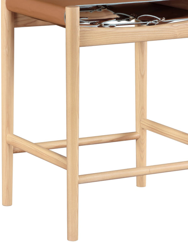 Meridian Furniture Rawlins Vegan Leather Counter Stool with Wood Frame for Kitchen Islands and Modern Dining Spaces Cognac Style A 11014Cognac-C