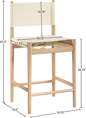 Meridian Furniture Rawlins Vegan Leather Counter Stool with Wood Frame for Kitchen Islands and Modern Dining Spaces Cream Style A 11014Cream-C