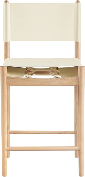 Meridian Furniture Rawlins Vegan Leather Counter Stool with Wood Frame for Kitchen Islands and Modern Dining Spaces Cream Style A 11014Cream-C