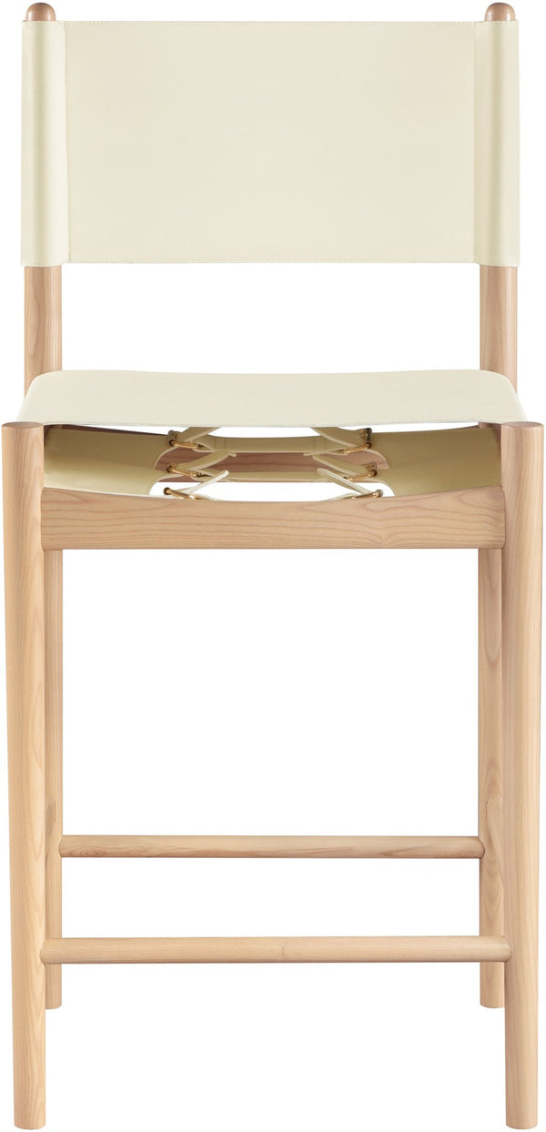 Meridian Furniture Rawlins Vegan Leather Counter Stool with Wood Frame for Kitchen Islands and Modern Dining Spaces Cream Style A 11014Cream-C