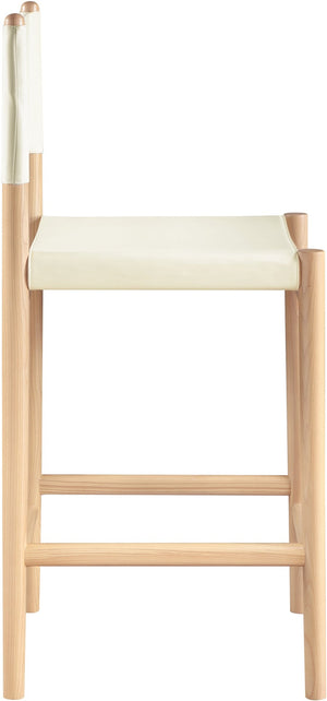 Meridian Furniture Rawlins Vegan Leather Counter Stool with Wood Frame for Kitchen Islands and Modern Dining Spaces Cream Style A 11014Cream-C