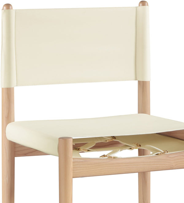 Meridian Furniture Rawlins Vegan Leather Counter Stool with Wood Frame for Kitchen Islands and Modern Dining Spaces Cream Style A 11014Cream-C