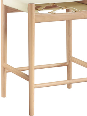 Meridian Furniture Rawlins Vegan Leather Counter Stool with Wood Frame for Kitchen Islands and Modern Dining Spaces Cream Style A 11014Cream-C