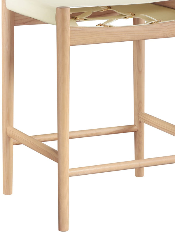 Meridian Furniture Rawlins Vegan Leather Counter Stool with Wood Frame for Kitchen Islands and Modern Dining Spaces Cream Style A 11014Cream-C
