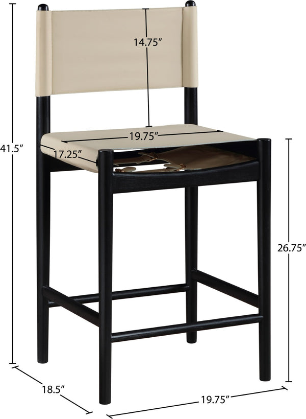 Meridian Furniture Rawlins Vegan Leather Counter Stool with Wood Frame for Kitchen Islands and Modern Dining Spaces Beige Style B 11015Beige-C