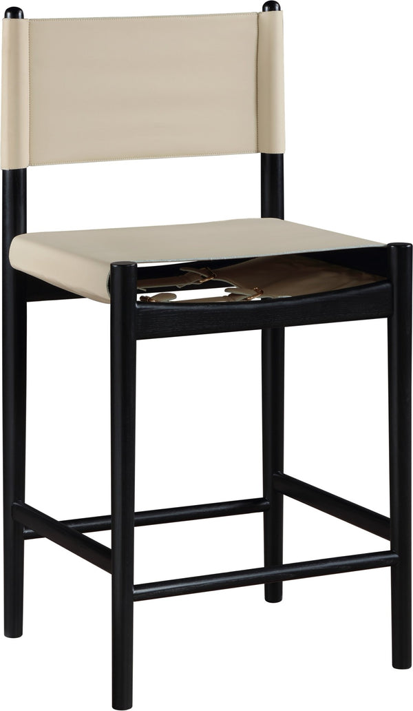 Meridian Furniture Rawlins Vegan Leather Counter Stool with Wood Frame for Kitchen Islands and Modern Dining Spaces Beige Style B 11015Beige-C