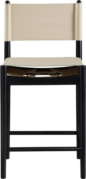Meridian Furniture Rawlins Vegan Leather Counter Stool with Wood Frame for Kitchen Islands and Modern Dining Spaces Beige Style B 11015Beige-C