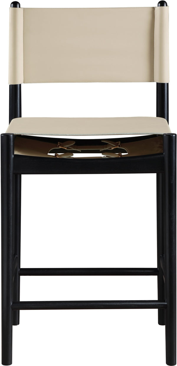 Meridian Furniture Rawlins Vegan Leather Counter Stool with Wood Frame for Kitchen Islands and Modern Dining Spaces Beige Style B 11015Beige-C