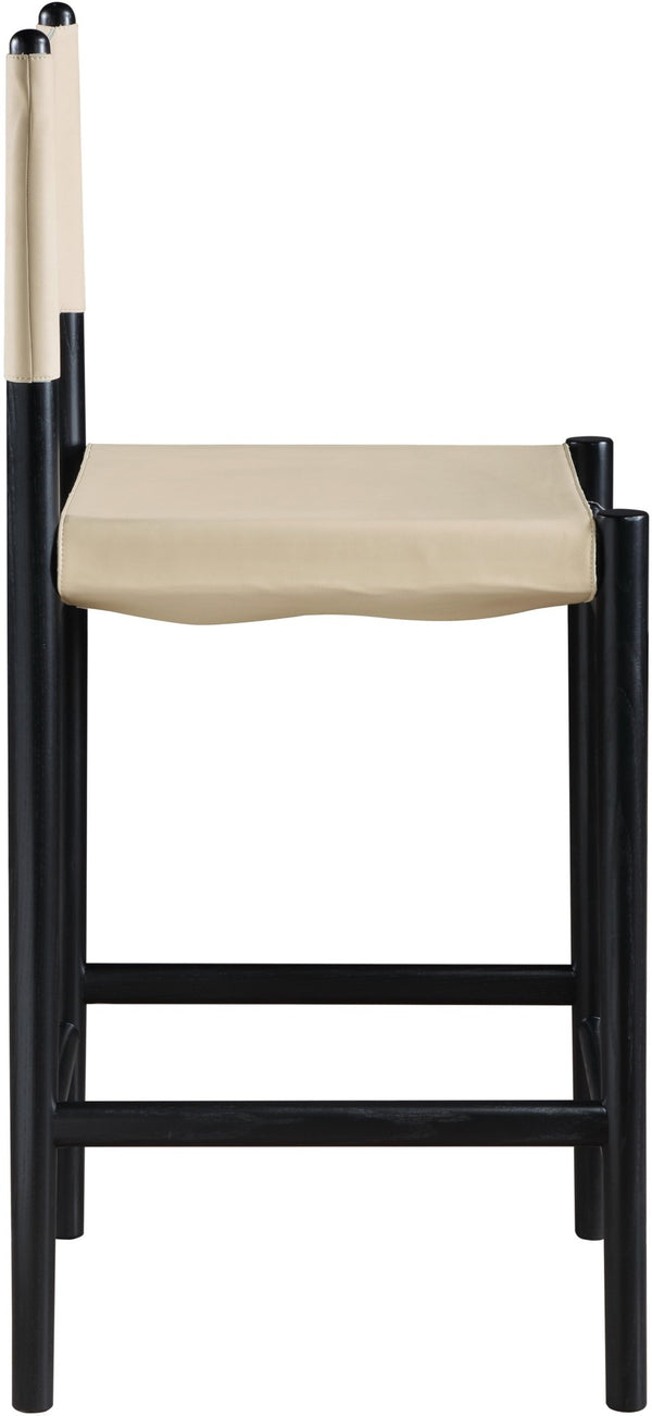 Meridian Furniture Rawlins Vegan Leather Counter Stool with Wood Frame for Kitchen Islands and Modern Dining Spaces Beige Style B 11015Beige-C