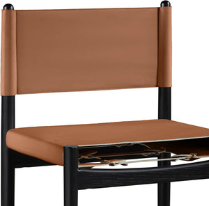 Meridian Furniture Rawlins Vegan Leather Counter Stool with Wood Frame for Kitchen Islands and Modern Dining Spaces Cognac Style B 11015Cognac-C