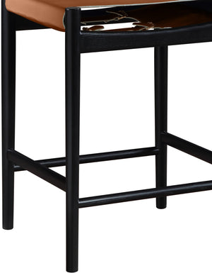 Meridian Furniture Rawlins Vegan Leather Counter Stool with Wood Frame for Kitchen Islands and Modern Dining Spaces Cognac Style B 11015Cognac-C