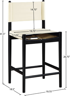 Meridian Furniture Rawlins Vegan Leather Counter Stool with Wood Frame for Kitchen Islands and Modern Dining Spaces Cream Style B 11015Cream-C