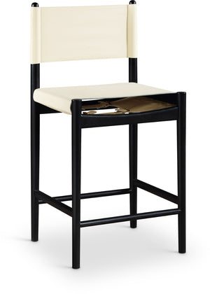 Meridian Furniture Rawlins Vegan Leather Counter Stool with Wood Frame for Kitchen Islands and Modern Dining Spaces Cream Style B 11015Cream-C