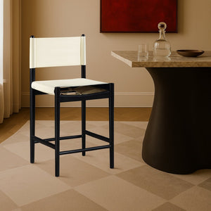 Meridian Furniture Rawlins Vegan Leather Counter Stool with Wood Frame for Kitchen Islands and Modern Dining Spaces Cream Style B 11015Cream-C
