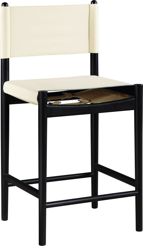 Meridian Furniture Rawlins Vegan Leather Counter Stool with Wood Frame for Kitchen Islands and Modern Dining Spaces Cream Style B 11015Cream-C