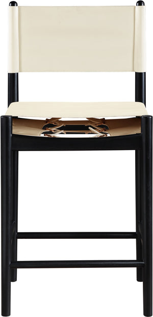 Meridian Furniture Rawlins Vegan Leather Counter Stool with Wood Frame for Kitchen Islands and Modern Dining Spaces Cream Style B 11015Cream-C