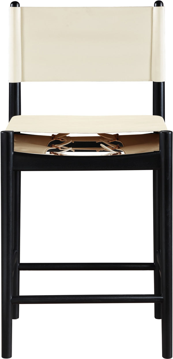 Meridian Furniture Rawlins Vegan Leather Counter Stool with Wood Frame for Kitchen Islands and Modern Dining Spaces Cream Style B 11015Cream-C