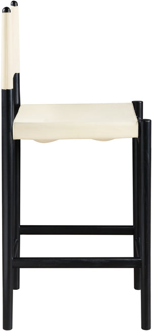 Meridian Furniture Rawlins Vegan Leather Counter Stool with Wood Frame for Kitchen Islands and Modern Dining Spaces Cream Style B 11015Cream-C