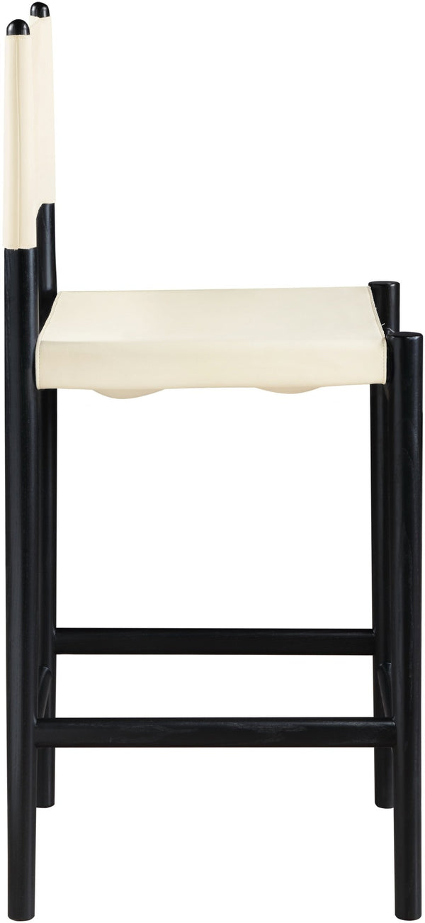 Meridian Furniture Rawlins Vegan Leather Counter Stool with Wood Frame for Kitchen Islands and Modern Dining Spaces Cream Style B 11015Cream-C