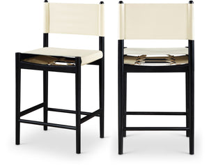 Meridian Furniture Rawlins Vegan Leather Counter Stool with Wood Frame for Kitchen Islands and Modern Dining Spaces Cream Style B 11015Cream-C
