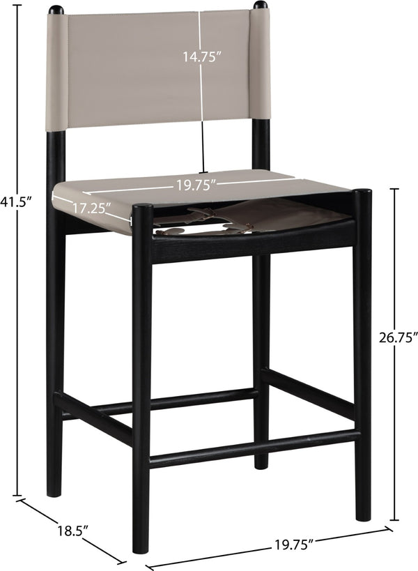 Meridian Furniture Rawlins Vegan Leather Counter Stool with Wood Frame for Kitchen Islands and Modern Dining Spaces Taupe Style B 11015Taupe-C