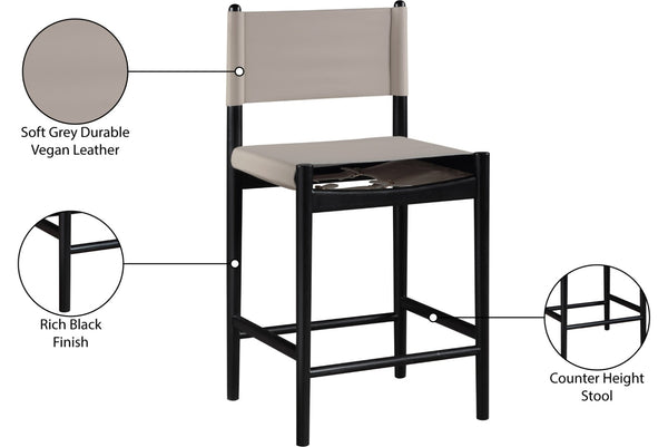 Meridian Furniture Rawlins Vegan Leather Counter Stool with Wood Frame for Kitchen Islands and Modern Dining Spaces Taupe Style B 11015Taupe-C