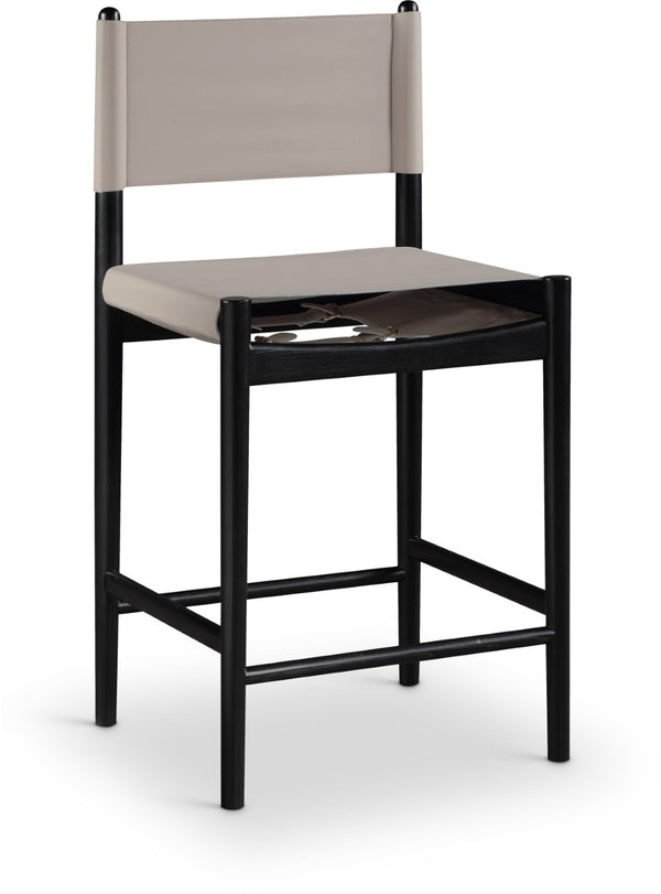 Meridian Furniture Rawlins Vegan Leather Counter Stool with Wood Frame for Kitchen Islands and Modern Dining Spaces Taupe Style B 11015Taupe-C