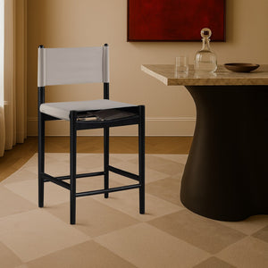 Meridian Furniture Rawlins Vegan Leather Counter Stool with Wood Frame for Kitchen Islands and Modern Dining Spaces Taupe Style B 11015Taupe-C
