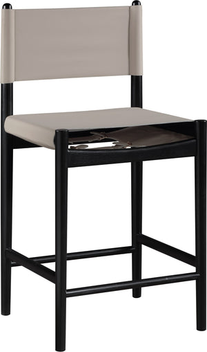 Meridian Furniture Rawlins Vegan Leather Counter Stool with Wood Frame for Kitchen Islands and Modern Dining Spaces Taupe Style B 11015Taupe-C