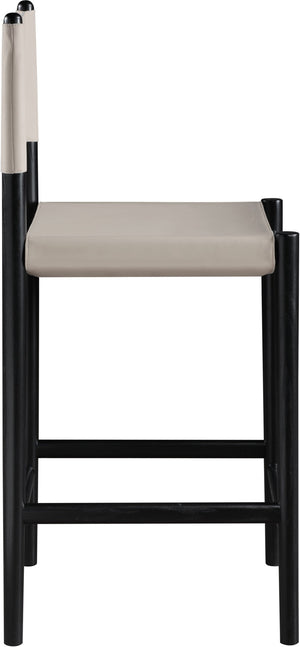 Meridian Furniture Rawlins Vegan Leather Counter Stool with Wood Frame for Kitchen Islands and Modern Dining Spaces Taupe Style B 11015Taupe-C
