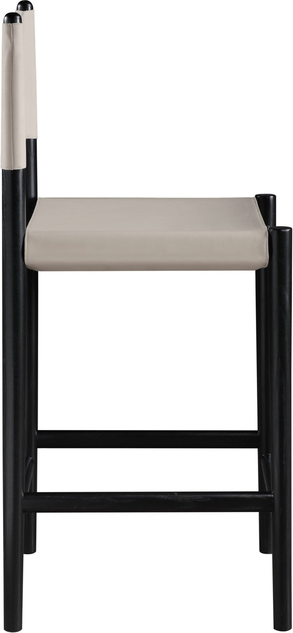 Meridian Furniture Rawlins Vegan Leather Counter Stool with Wood Frame for Kitchen Islands and Modern Dining Spaces Taupe Style B 11015Taupe-C