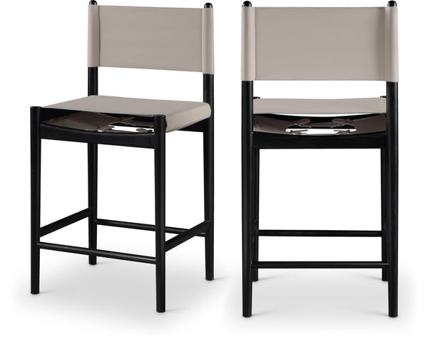 Meridian Furniture Rawlins Vegan Leather Counter Stool with Wood Frame for Kitchen Islands and Modern Dining Spaces Taupe Style B 11015Taupe-C