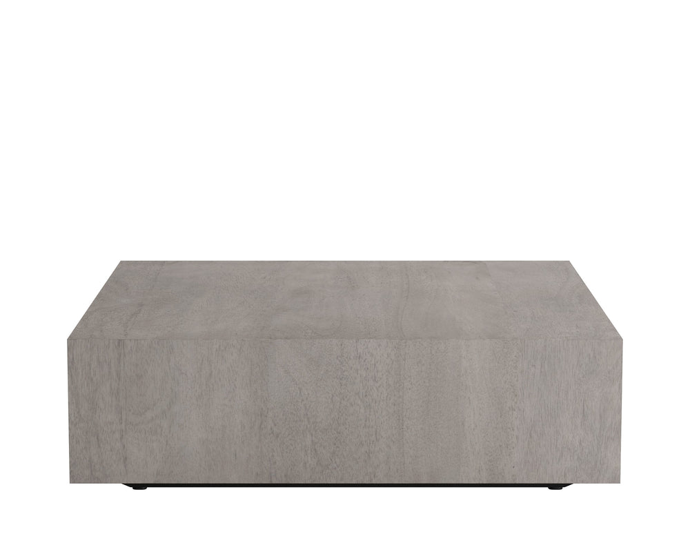 Sunpan Frezco Solid Mango Wood Square Coffee Table Handcrafted Plinth Base for Modern Living Grey 110164