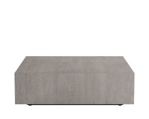 Sunpan Frezco Solid Mango Wood Square Coffee Table Handcrafted Plinth Base for Modern Living Grey 110164