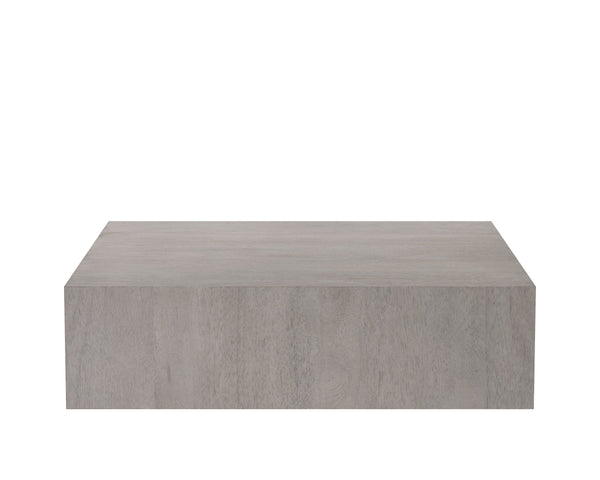 Sunpan Frezco Solid Mango Wood Square Coffee Table Handcrafted Plinth Base for Modern Living Grey 110164