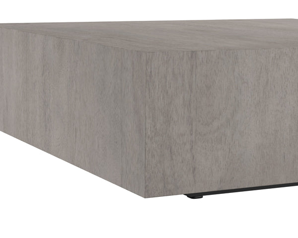 Sunpan Frezco Solid Mango Wood Square Coffee Table Handcrafted Plinth Base for Modern Living Grey 110164