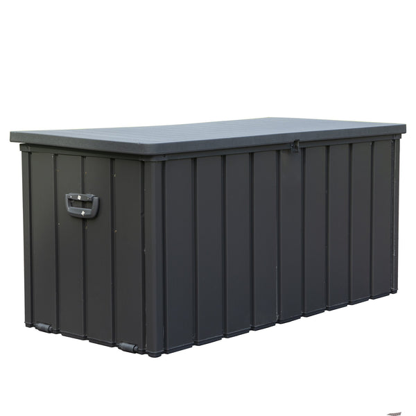 English Elm 100 Gallon Outdoor Storage Deck Box with Wheels & Lockable Double-Layer Lid, Waterproof Patio Bin W1859P197912