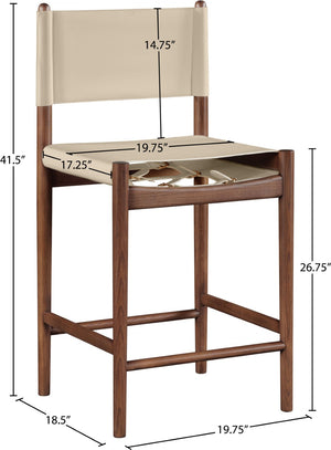 Meridian Furniture Rawlins Vegan Leather Counter Stool with Wood Frame for Kitchen Islands and Modern Dining Spaces Beige Style C 11016Beige-C